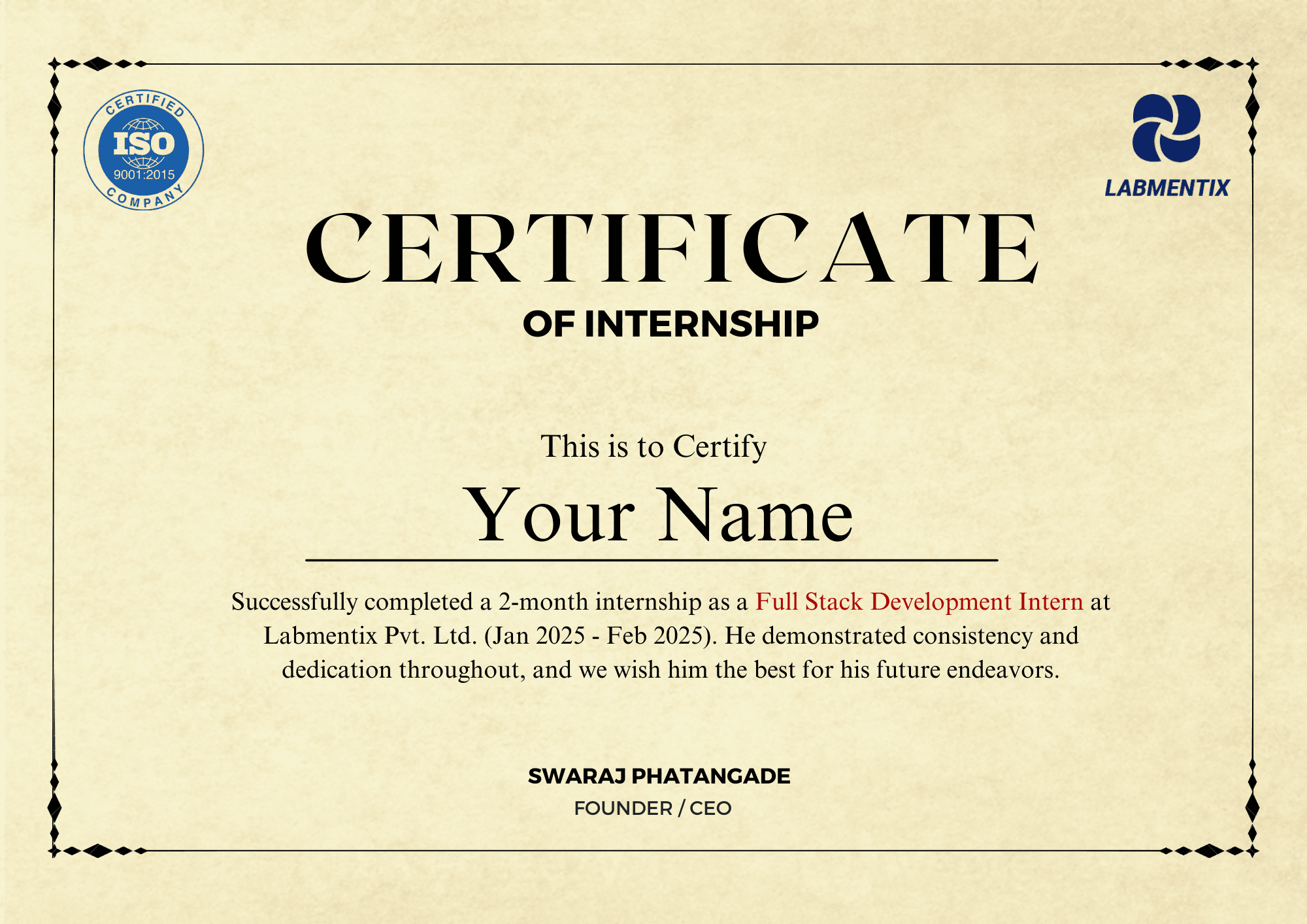 Certificate Letter
